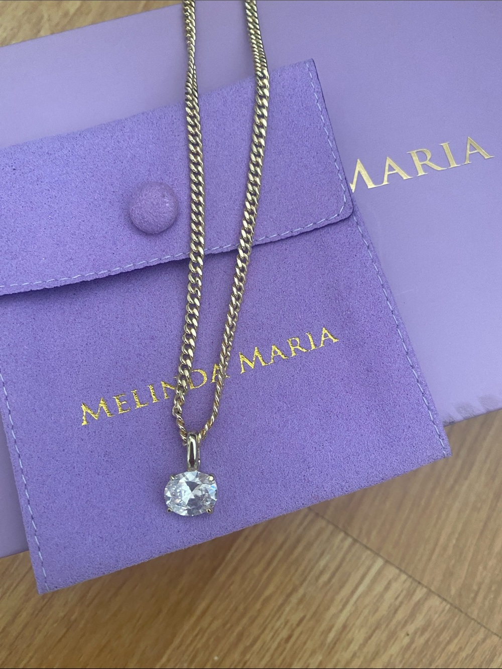 Melinda Maria 18k gold plated Chain Necklace with crystal pendant